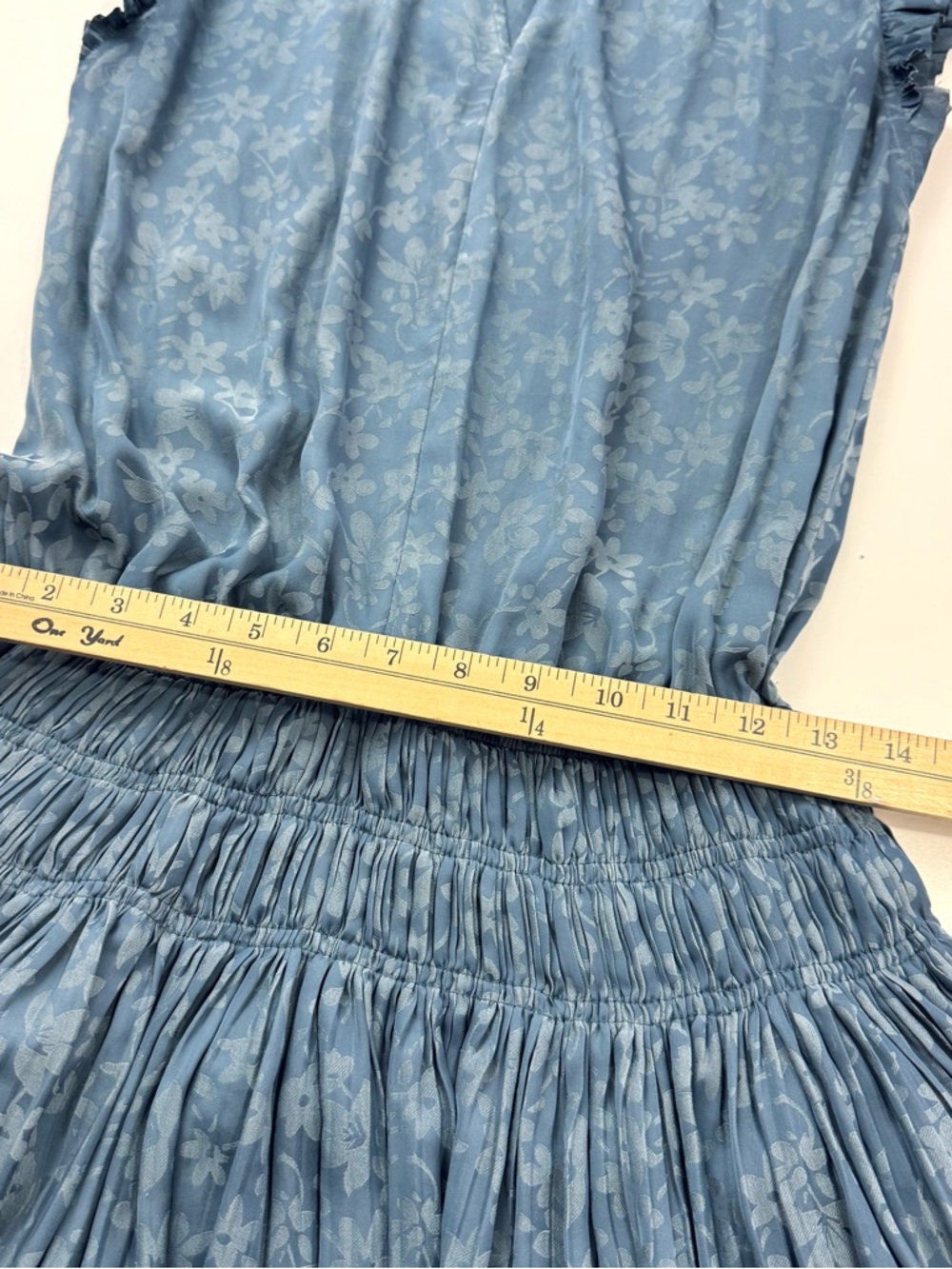 Current Air Sleeveless Pleated Smocked Tiered Dress Blue Floral XS Cottagecore - Picture 11 of 11